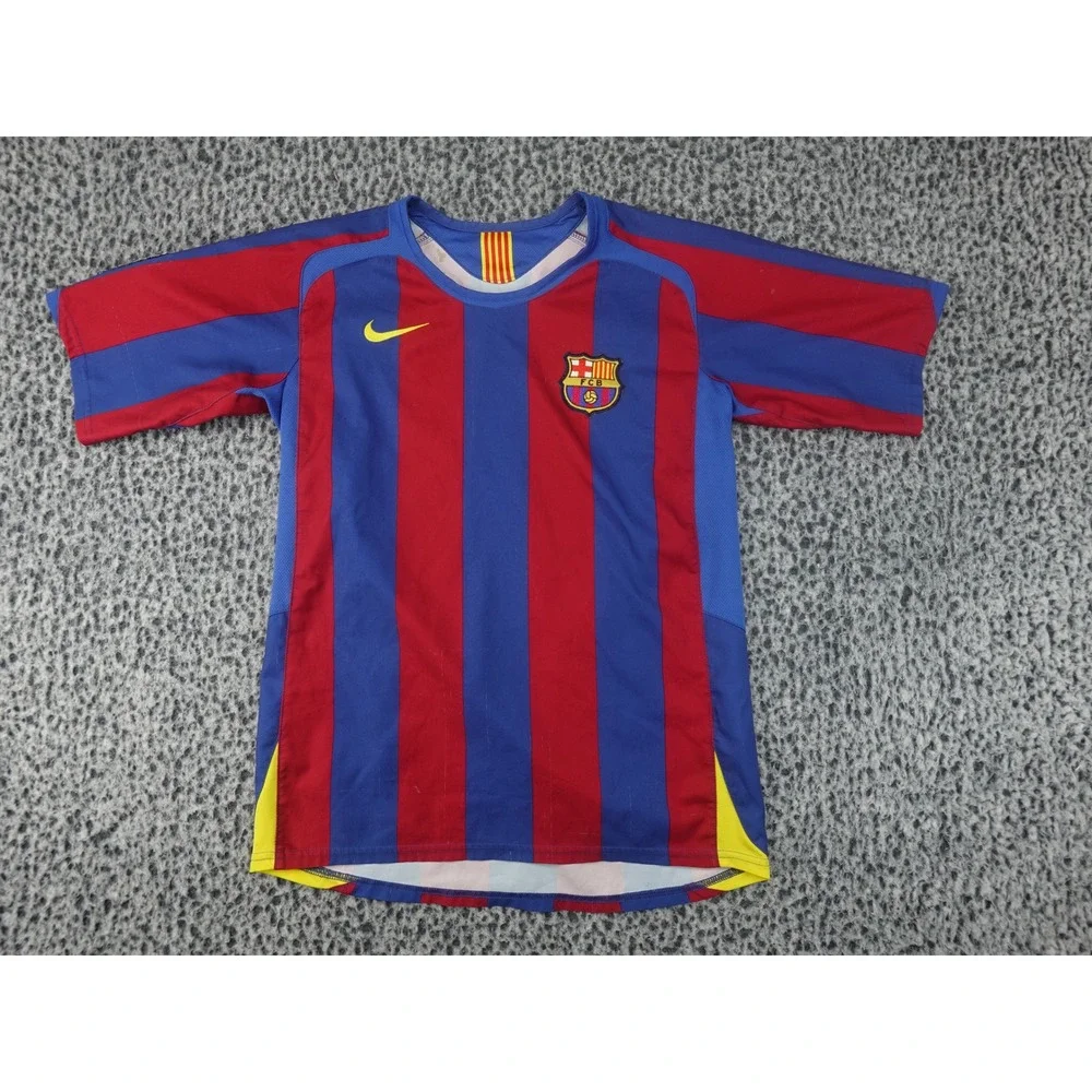 Nike FC Barcelona Jersey Youth Large Blue Red Good Ronaldinho 10 2005-06 T90